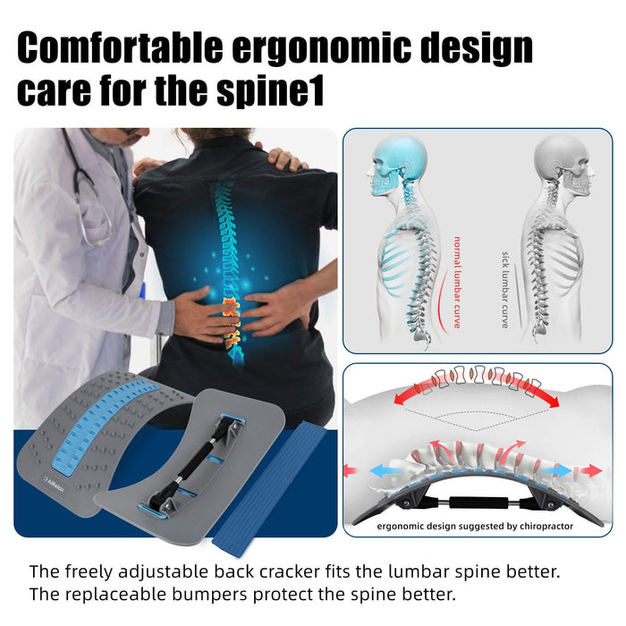 AiRelax Back Cracker for Pain Relief, Lumbar Support for Herniated Disc, Sciatica(Grey and Blue)