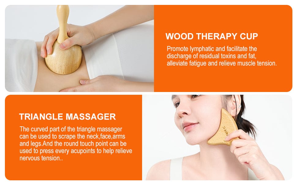 AiRelax 6 in 1 Wood Therapy Massage Tools,Lymphatic Drainage Massager Maderoterapia Kit Colombiana for Body Shaping