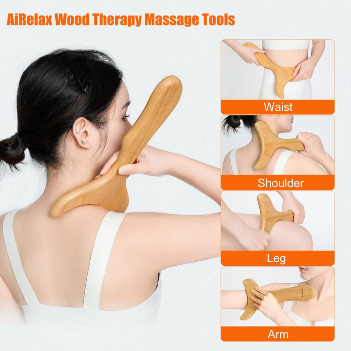 AiRelax 6 in 1 Wood Therapy Massage Tools,Lymphatic Drainage Massager Maderoterapia Kit Colombiana for Body Shaping