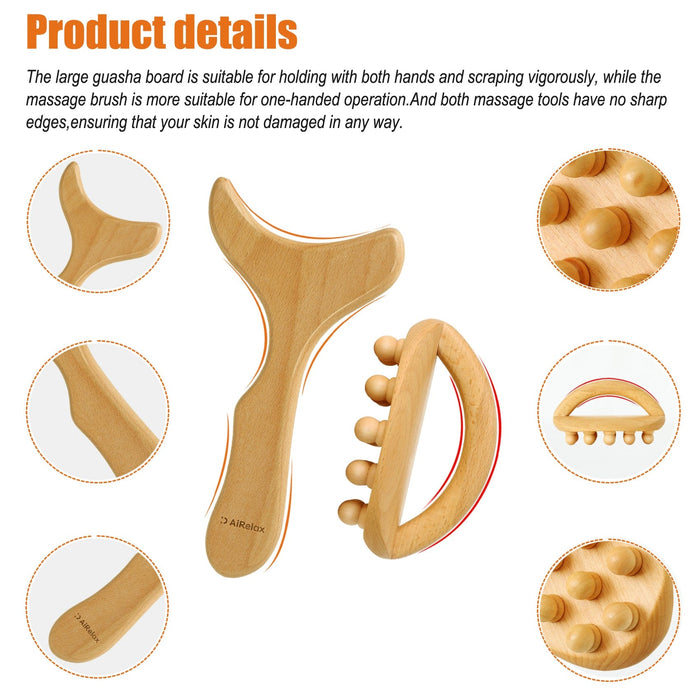 AiRelax AiRelax Wooden Lymphatic Drainage Massager for Gua Sha,Wood Therapy Massage Tools,Professional Maderoterapia Kit